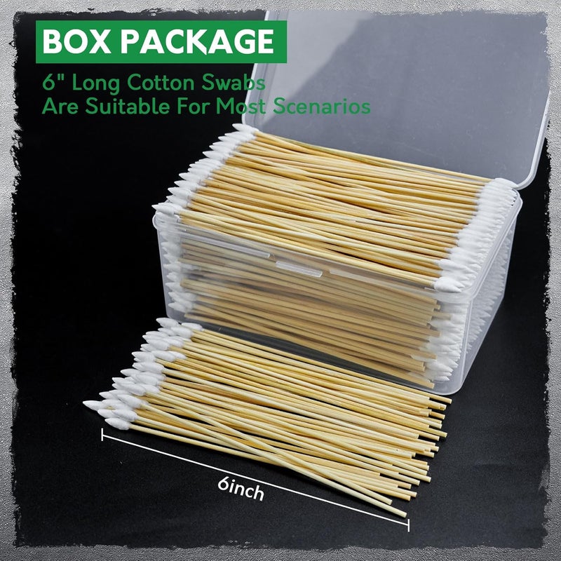 UrbanAbode Store 500PCS 6" Long Cotton Swabs in Storage Box - Strong Cleaning Swab with Bamboo Handle - Lint Free Cotton Swabs with Wooden Sticks - Cotton Tipped Applicators for Gun Cleaning, Makeup Removing, Pet Care - Image 3